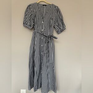 Tommy Hilfiger gingham check black and white wrap shirt dress